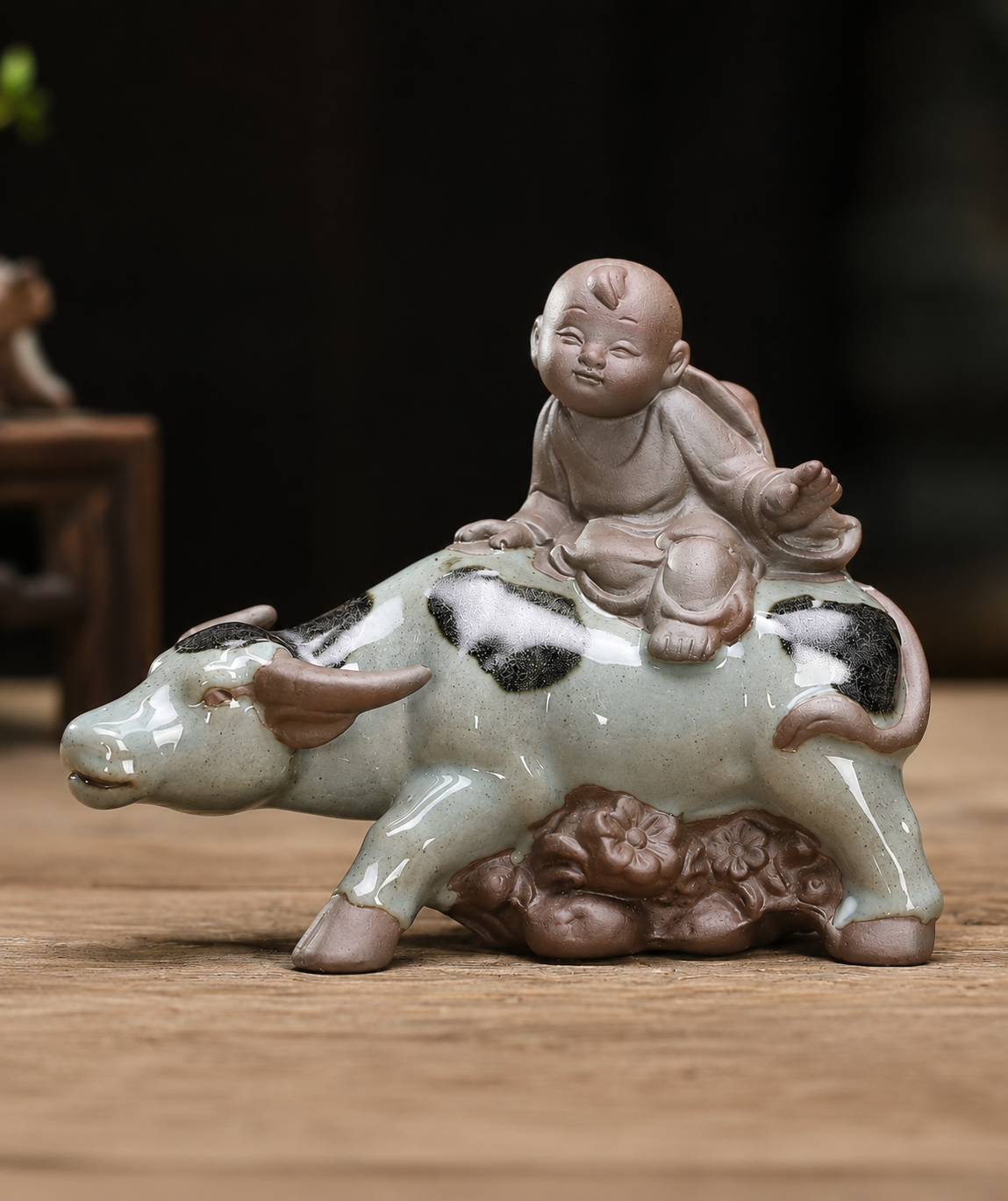 Boy Riding Ox Statue Handcrafted Boy Riding Ox statue symbolizing peace, prosperity, diligence, and harmonious living