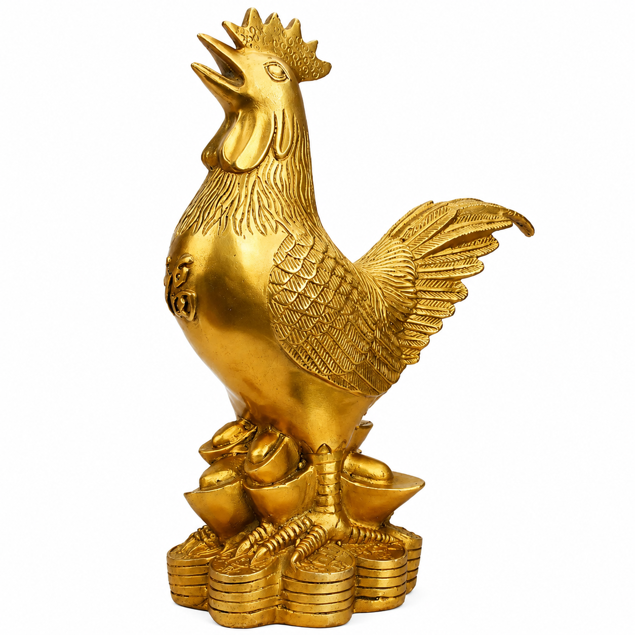 Golden Rooster Statue Handcrafted golden rooster Feng Shui statue symbolizing prosperity, career success, protection, and elegant home décor