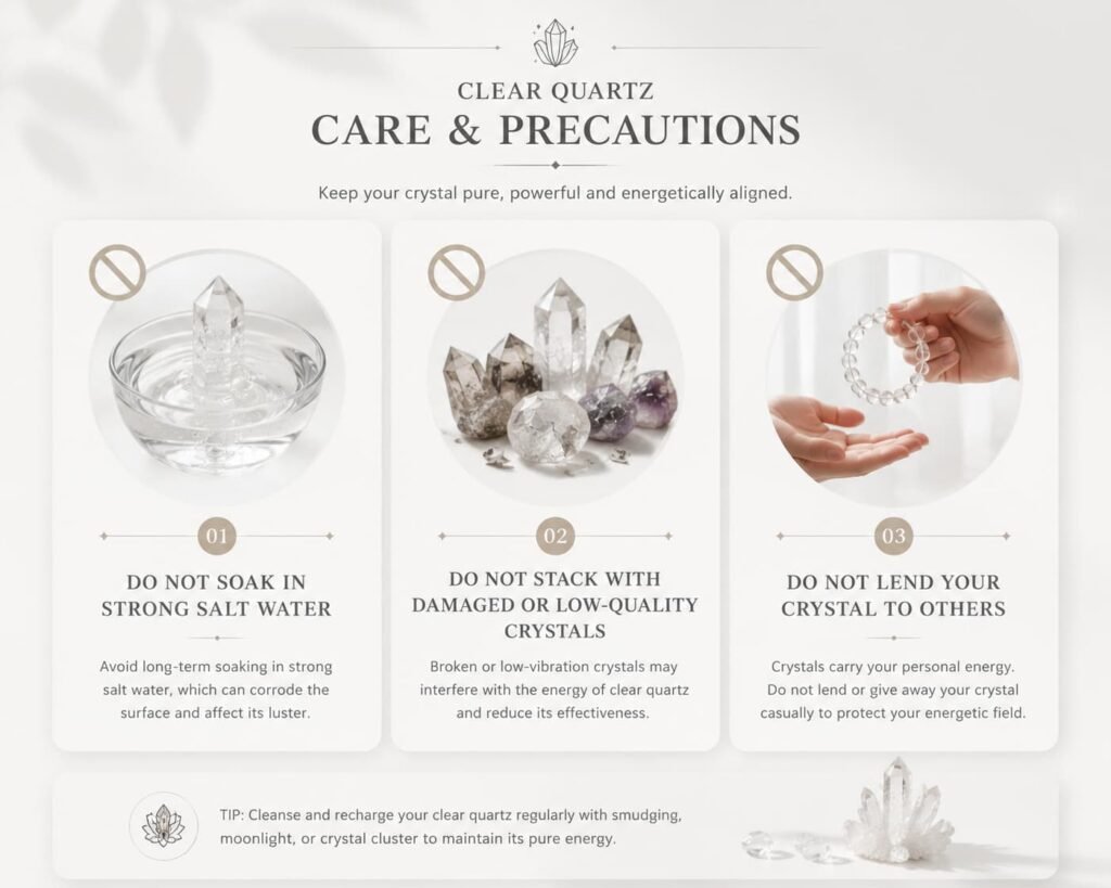 Key maintenance taboos to preserve clear quartz transparency and stable healing frequency