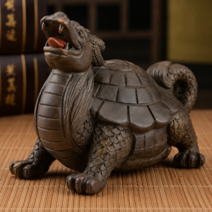 Handcrafted bronze Dragon Turtle Feng Shui statue for wealth, career success, longevity, home protection, and positive energy