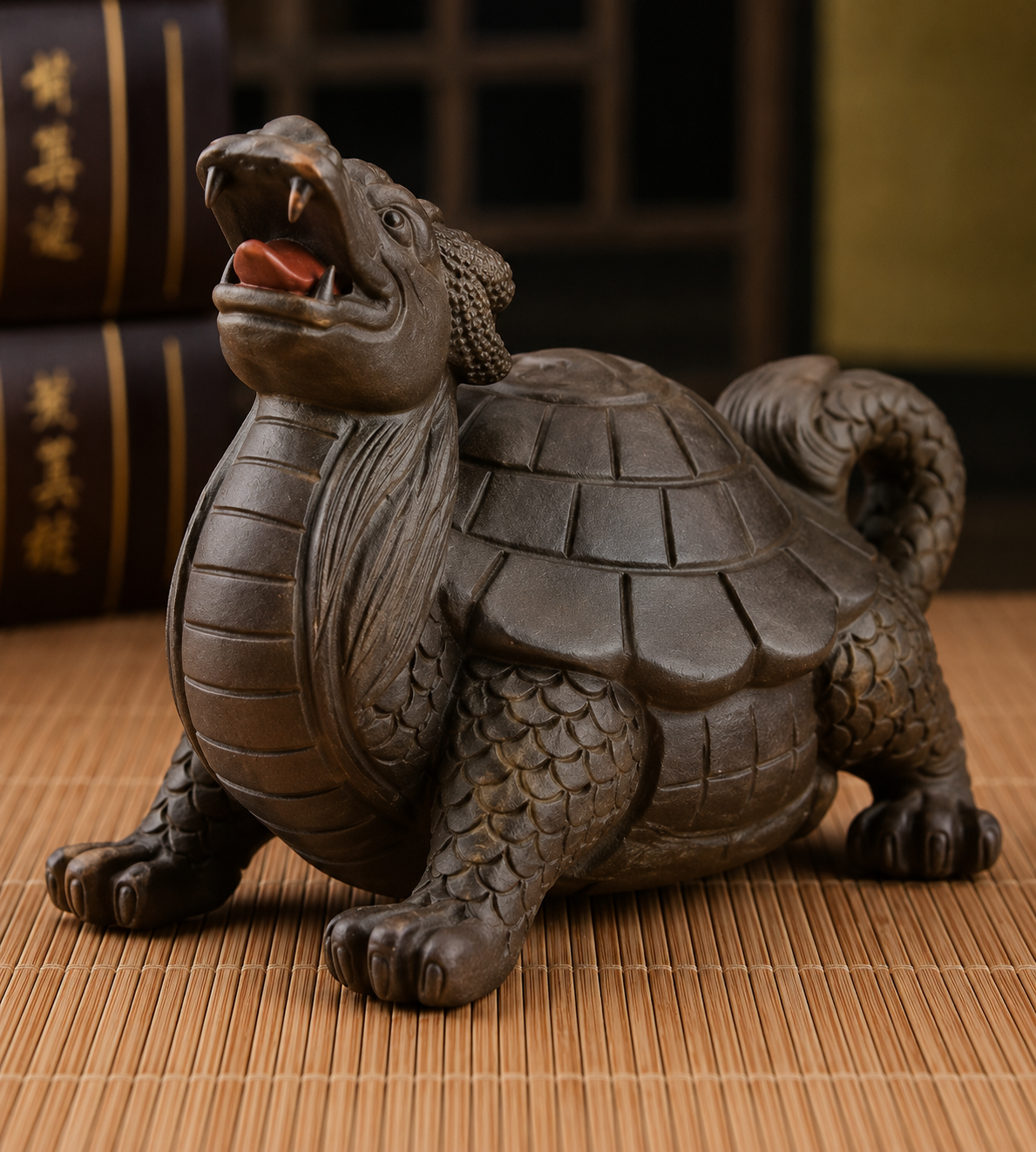 Bronze Dragon Turtle Handcrafted bronze Dragon Turtle Feng Shui statue for wealth, career success, longevity, home protection, and positive energy