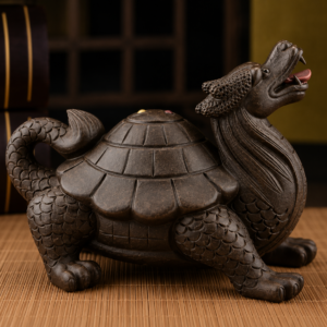 Handcrafted bronze Dragon Turtle Feng Shui statue for wealth, career success, longevity, home protection, and positive energy