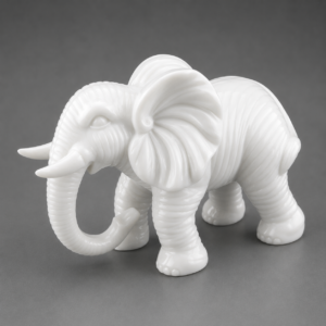 Handcrafted white elephant Feng Shui statue symbolizing prosperity, good fortune, abundance, and elegant home décor