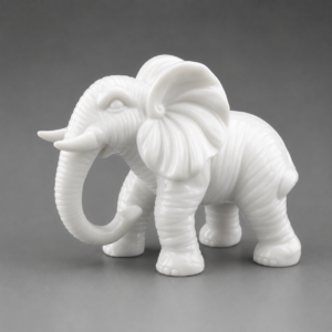 Handcrafted white elephant Feng Shui statue symbolizing prosperity, good fortune, abundance, and elegant home décor