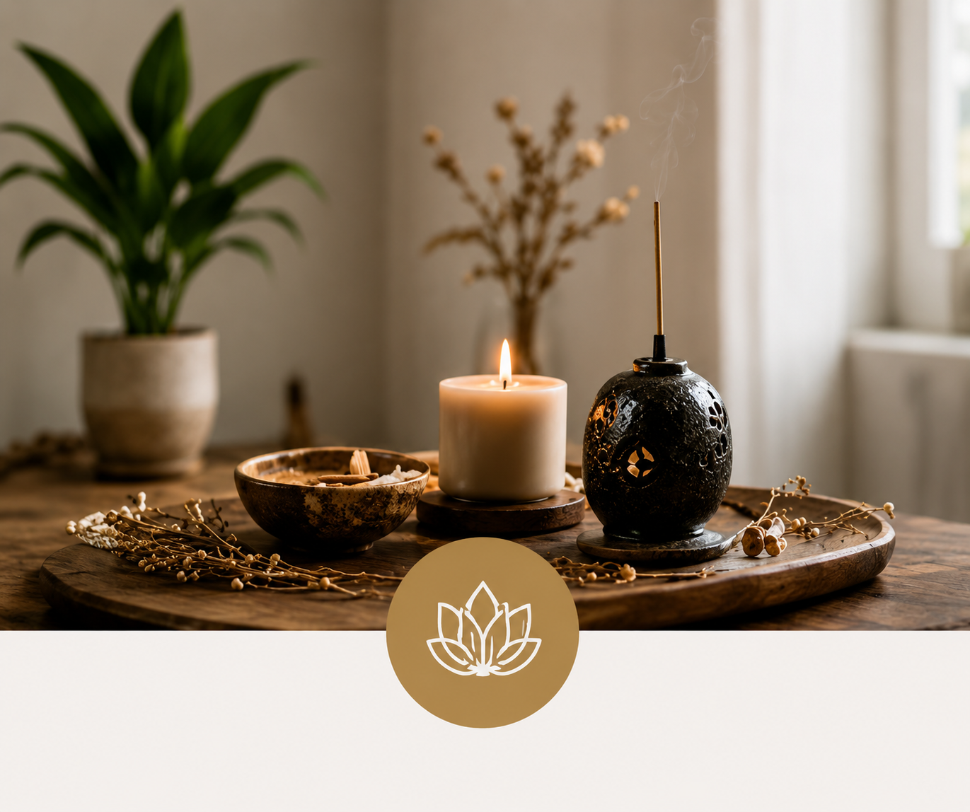 Mindful Living with Taoist Wisdom | DaoMind Spiritual Journey Meditation space with candle and incense inspired by Taoist wisdom for mindfulness, inner peace, and spiritual wellness.