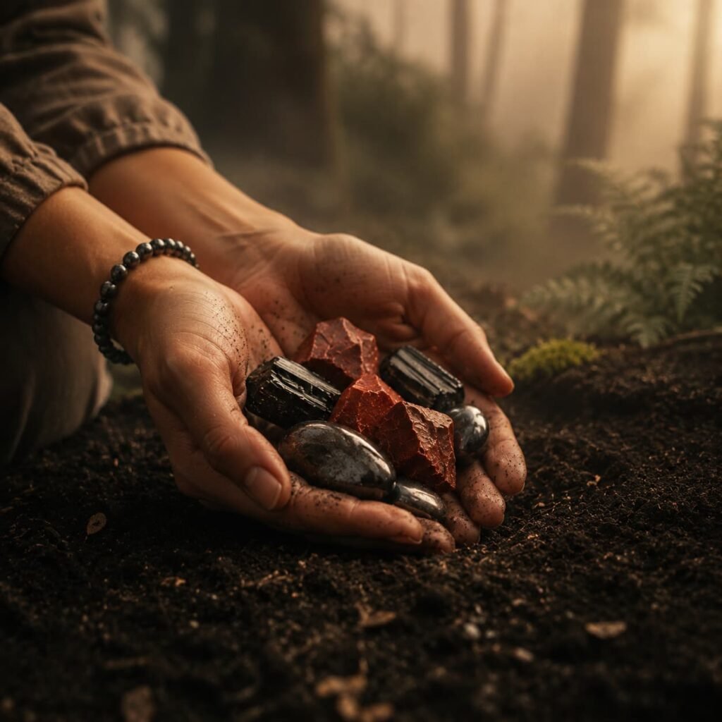 Stabilize personal root energy with natural grounding crystals spiritual self healing | daomind.ai