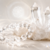 Clear quartz raw cluster and bracelet for crown chakra purification, focus improvement and home aura cleansing