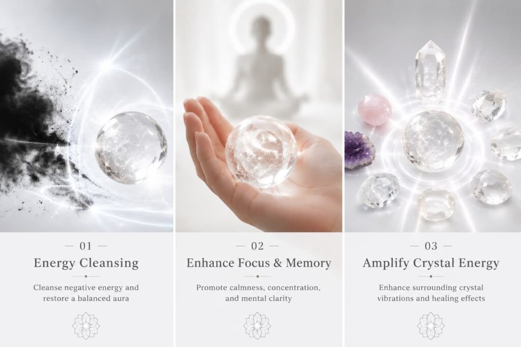 Three core healing effects of clear quartz: negative energy clearance, concentration boost and energy amplification
