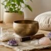 Crystal cleansing ritual with natural crystals in a peaceful home space